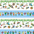 skaters in a line